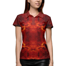 Женская рубашка поло 3D с принтом Red Space в Новосибирске,  |  | Тематика изображения на принте: 