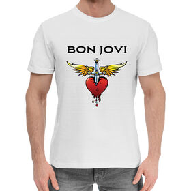 Мужская хлопковая футболка с принтом Bon Jovi в Кировске,  |  | 