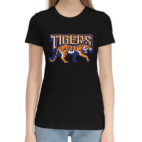 Женская хлопковая футболка с принтом Tigers в Тюмени,  |  | 