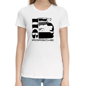 Женская хлопковая футболка с принтом Porsche в Новосибирске,  |  | 