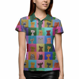 Женская рубашка поло 3D с принтом Котики ,  |  | 