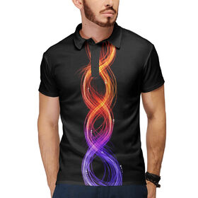 Мужская рубашка поло 3D с принтом Огненное ДНК в Санкт-Петербурге,  |  | Тематика изображения на принте: 