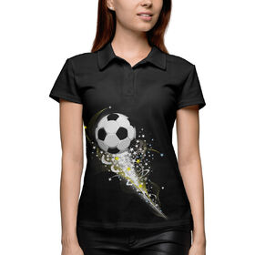 Женская рубашка поло 3D с принтом Футбольный мяч в Кировске,  |  | Тематика изображения на принте: 