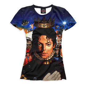 Женская футболка 3D с принтом Michael Jackson в Санкт-Петербурге, Выбор из трех типов ткани | <ul> <li>Обычная ткань — интерлок, спортивный трикотаж. Плотность 140 г/м.кв. Состав: 100% полиэстер</li> <li>Премиум ткань — джерси, мягкий трикотаж. Плотность 180 г/м.кв. Состав: 97% полиэстер, 3% эластан</li> <li>Люкс ткань — кулирка, наиболее плотная и долговечня ткань. Плотность 210 г/м.кв. Состав: 97% полиэстер, 3% эластан</li> </ul> | 