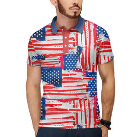 Мужское поло 3D с принтом Флаг США Американский стиль в Кировске,  |  | 