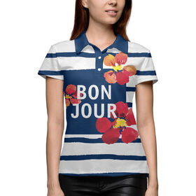 Женская рубашка поло 3D с принтом Bonjour ,  |  | 
