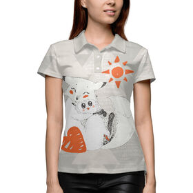 Женская рубашка поло 3D с принтом Cute Fox в Тюмени,  |  | 