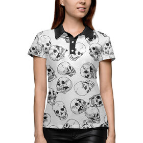 Женская рубашка поло 3D с принтом Черепа в Кировске,  |  | Тематика изображения на принте: 