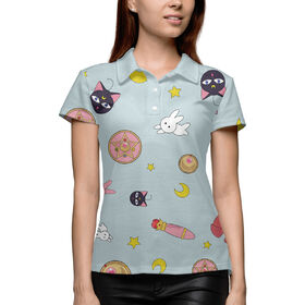 Женская рубашка поло 3D с принтом Сейлор Мун в Тюмени,  |  | 