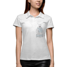 Женская рубашка поло 3D с принтом Мишка Моряк в Кировске,  |  | 