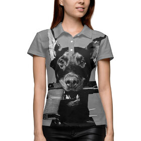 Женская рубашка поло 3D с принтом Доберман ,  |  | 