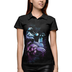 Женская рубашка поло 3D с принтом Тигр и Космос в Тюмени,  |  | 
