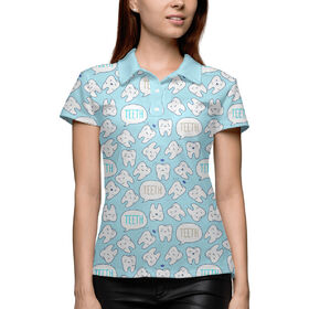 Женская рубашка поло 3D с принтом Зубки ,  |  | Тематика изображения на принте: 