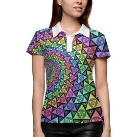 Женская рубашка поло 3D с принтом Кислотный вихрь в Санкт-Петербурге,  |  | Тематика изображения на принте: 