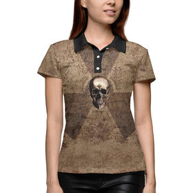 Женская рубашка поло 3D с принтом Знак радиации в Кировске,  |  | Тематика изображения на принте: 
