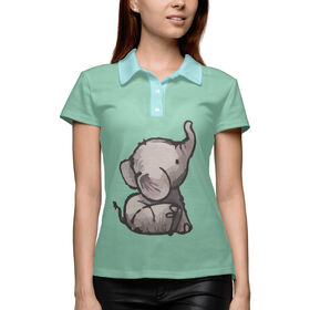 Женская рубашка поло 3D с принтом Маленький слон в Петрозаводске,  |  | 