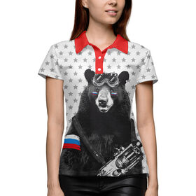 Женская рубашка поло 3D с принтом Армейский медведь в Кировске,  |  | 