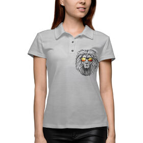 Женская рубашка поло 3D с принтом Лев на пляже в Белгороде,  |  | 