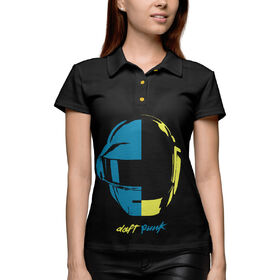 Женская рубашка поло 3D с принтом Шлем Daft Punk ,  |  | Тематика изображения на принте: 