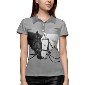 Женская рубашка поло 3D с принтом MAGNIFICENT HORSES в Курске,  |  | 