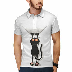 Мужская рубашка поло 3D с принтом Кот ,  |  | Тематика изображения на принте: 