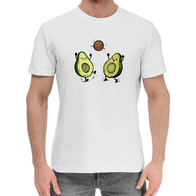 Мужская хлопковая футболка с принтом С авокадо мультяшками в Кировске,  |  | 