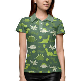 Женская рубашка поло 3D с принтом Динозавры в Кировске,  |  | 