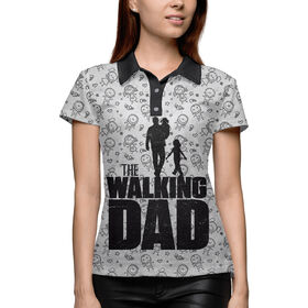 Женская рубашка поло 3D с принтом Walking Dad в Екатеринбурге,  |  | Тематика изображения на принте: 