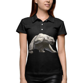 Женская рубашка поло 3D с принтом Белый медведь в Кировске,  |  | 