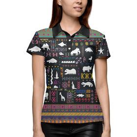 Женская рубашка поло 3D с принтом Африканский орнамент в Курске,  |  | 