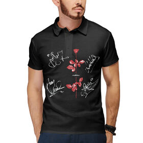 Мужская рубашка поло 3D с принтом Depeche Mode автографы в Курске,  |  | 