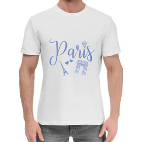 Мужская хлопковая футболка с принтом Love Paris ,  |  | 
