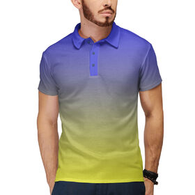 Мужская рубашка поло 3D с принтом Градиент: Синий в Желтый в Белгороде,  |  | 