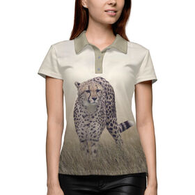 Женская рубашка поло 3D с принтом Гепард в Петрозаводске,  |  | 