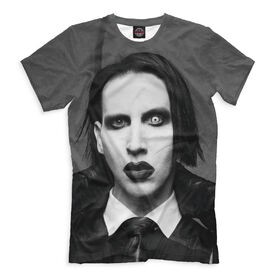 Мужская футболка 3D с принтом Marilyn Manson в Белгороде, Выбор из 3-х типов ткани | <ul>
<li>Обычная ткань — интерлок, спортивный трикотаж. Плотность 140 г/м.кв. Состав: 100% полиэстер</li>
<li>Премиум ткань — джерси, мягкий трикотаж. Плотность 180 г/м.кв. Состав: 97% полиэстер, 3% эластан</li>
<li>Люкс ткань — кулирка, наиболее плотная и долговечня ткань. Плотность 210 г/м.кв. Состав: 97% полиэстер, 3% эластан</li>
</ul> | 