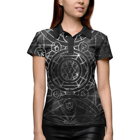 Женская рубашка поло 3D с принтом Black alchemy в Тюмени,  |  | 