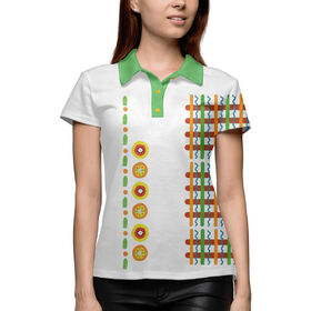 Женская рубашка поло 3D с принтом Дымковский орнамент ,  |  | Тематика изображения на принте: 