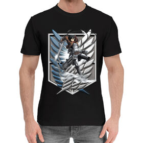 Мужская хлопковая футболка с принтом Attack on Titan в Белгороде,  |  | 