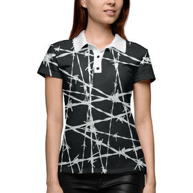 Женская рубашка поло 3D с принтом Колючая проволока ,  |  | Тематика изображения на принте: 