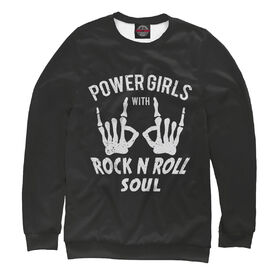 Женский свитшот 3D с принтом Power Girls with Rock n Roll в Тюмени,  |  | Тематика изображения на принте: 
