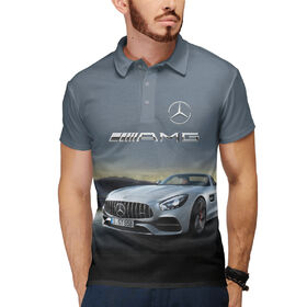 Мужское поло 3D с принтом Mercedes V8 Biturbo AMG в Тюмени,  |  | Тематика изображения на принте: 