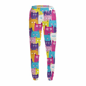 Женские спортивные штаны с принтом Разноцветные котики в Курске,  |  | 