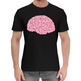 Мужская хлопковая футболка с принтом Мозг в Тюмени,  |  | 