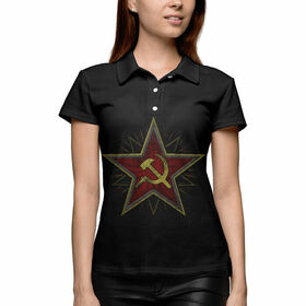 Женская рубашка поло 3D с принтом Серп и молот и звезда ,  |  | 