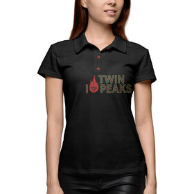Женская рубашка поло 3D с принтом I Love Twin Peaks в Тюмени,  |  | Тематика изображения на принте: 