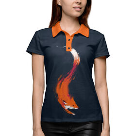Женская рубашка поло 3D с принтом Хитрая лисичка в Тюмени,  |  | 