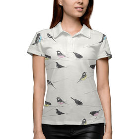 Женская рубашка поло 3D с принтом Birdy в Екатеринбурге,  |  | Тематика изображения на принте: 