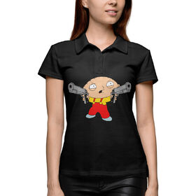Женская рубашка поло 3D с принтом Стьюи Гриффин с пистолетами в Тюмени,  |  | 
