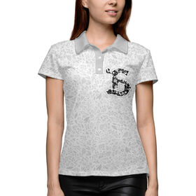 Женская рубашка поло 3D с принтом Заглавная Б ,  |  | Тематика изображения на принте: 