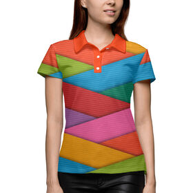 Женская рубашка поло 3D с принтом Веселые полосочки в Екатеринбурге,  |  | 